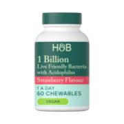 Holland & Barrett Live Friendly Bacteria Strawberry Flavour 60 Chewable Tablets